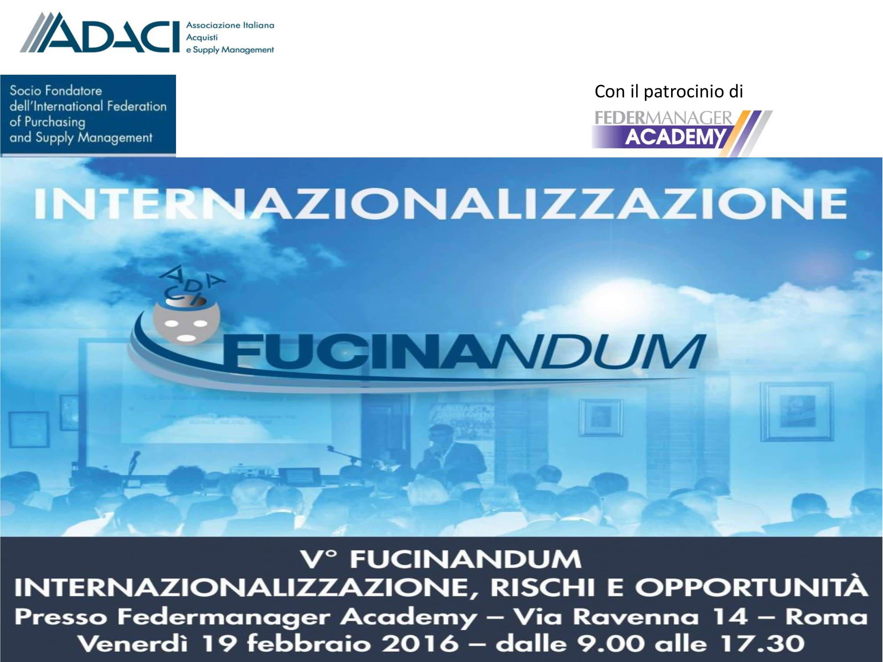 V° FUCINANDUM INTERNAZIONALIZZAZIONE, RISCHI E OPPORTUNITÀ