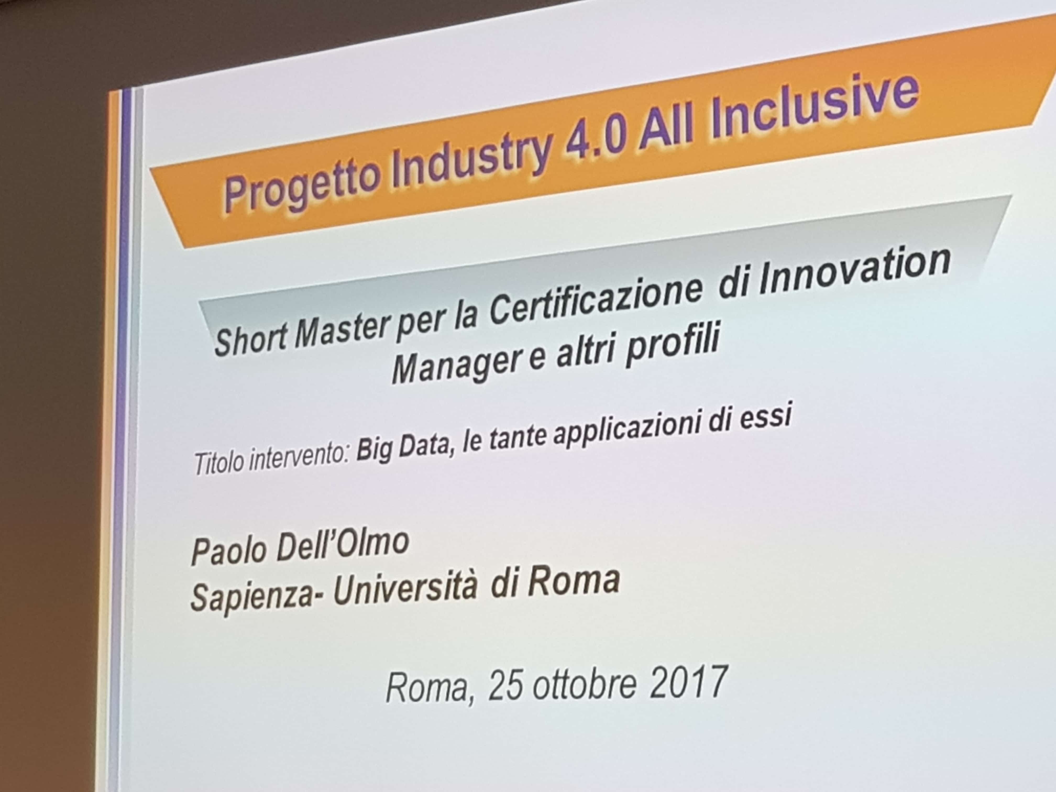 INDUSTRY 4.0 All Inclusive: 42 manager in aula a parlare di Big Data