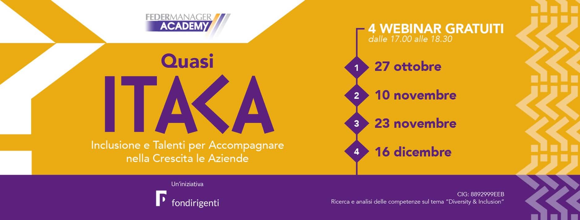 Partiti i webinar gratuiti di “Quasi ITACA: Inclusione e Talenti per Accompagnare nella Crescita le Aziende”