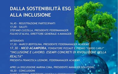 Dalla Sostenibilità ESG alla Inclusione: il nuovo evento Federmanager Academy dedicato all’esplorazione delle due tematiche cruciali per il futuro delle imprese e della società