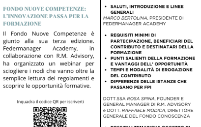 Partecipa al nuovo Bando Fondo Nuove Competenze 2025:  ti aspettiamo il 14 Gennaio con un webinar di presentazione!