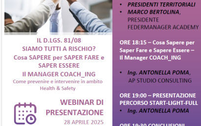 Partecipa al webinar di presentazione del nuovo percorso: “Il MANAGER COACH-ING”
